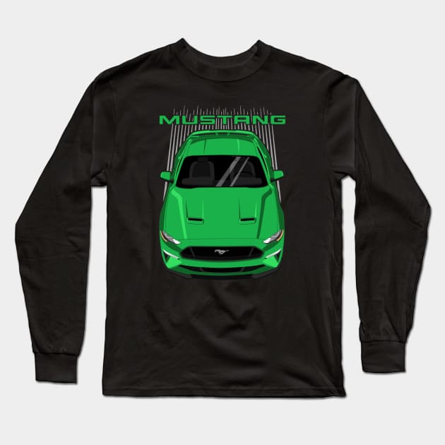 Mustang GT 2018 to 2019 - Green Long Sleeve T-Shirt by V8social